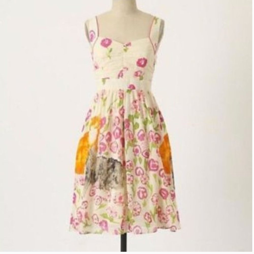 Floral Pink and Cream Sundress with Spaghetti Straps